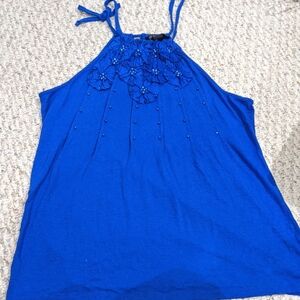 INC International Concepts Royal Blue Embellished Tank Top